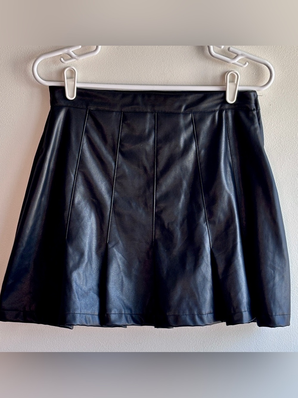 NWOT Faux Leather Black Skater Skirt M Goth Grunge Alt Mini